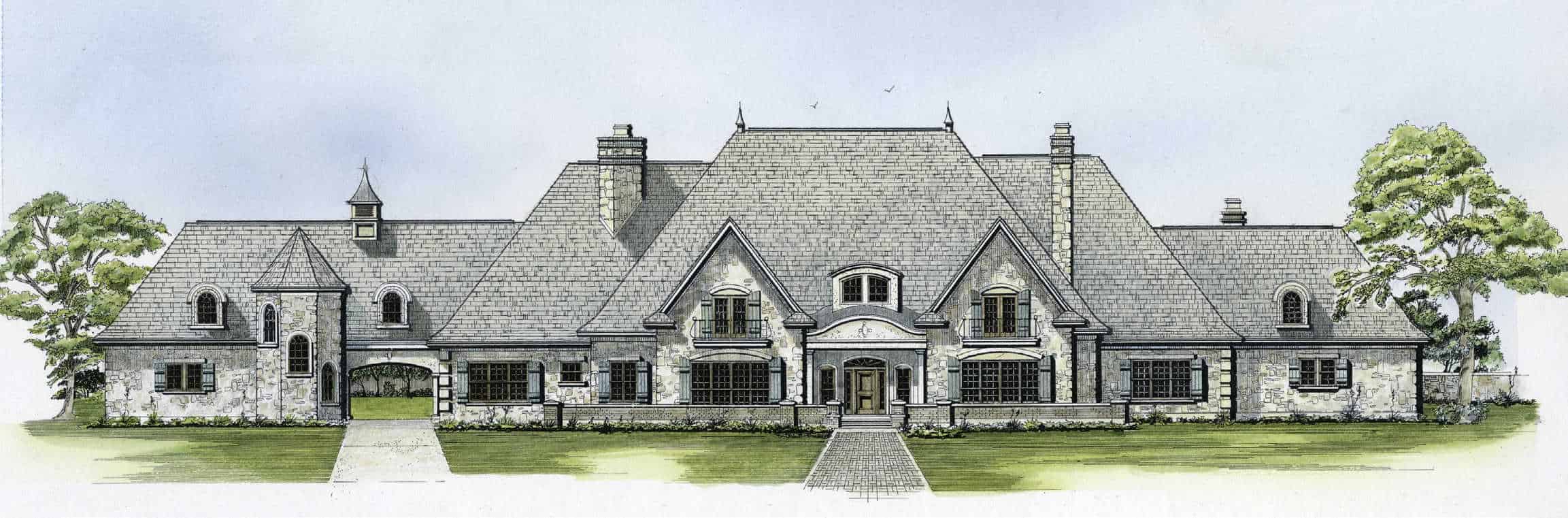 6-Bedroom, 8617 Sq Ft European House Plan - 192-1054 - Front Exterior