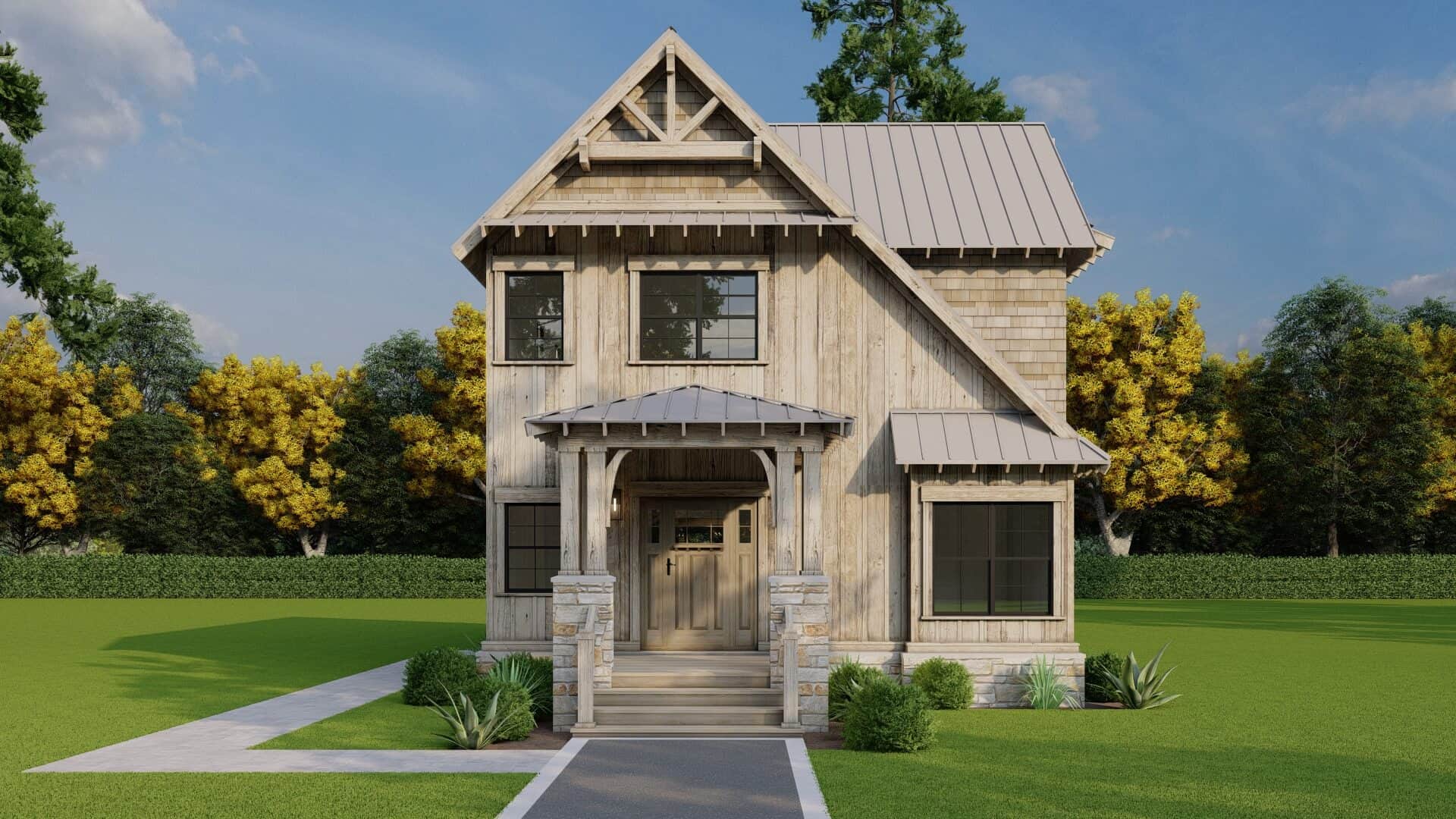 3-Bedroom, 1706 Sq Ft Arts and Crafts House - Plan #193-1070 - Front Exterior