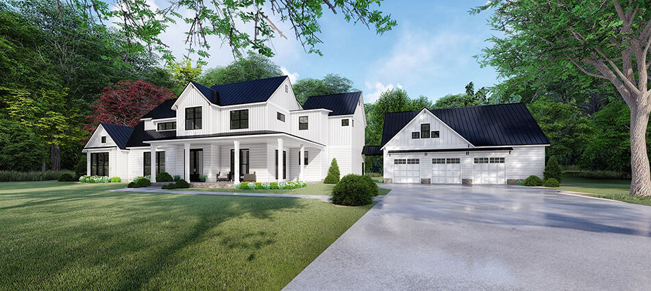 4-Bedroom, 3310 Sq Ft Modern Farmhouse Home - Plan #193-1097 - Main Exterior