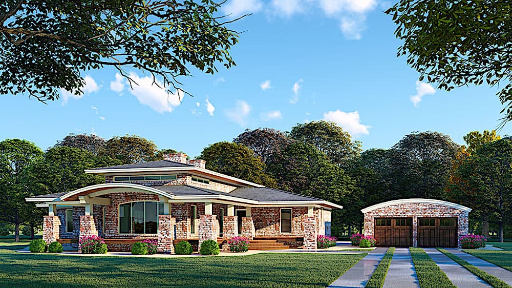 4-Bedroom, 2005 Sq Ft Contemporary House - Plan #193-1123 - Front Exterior