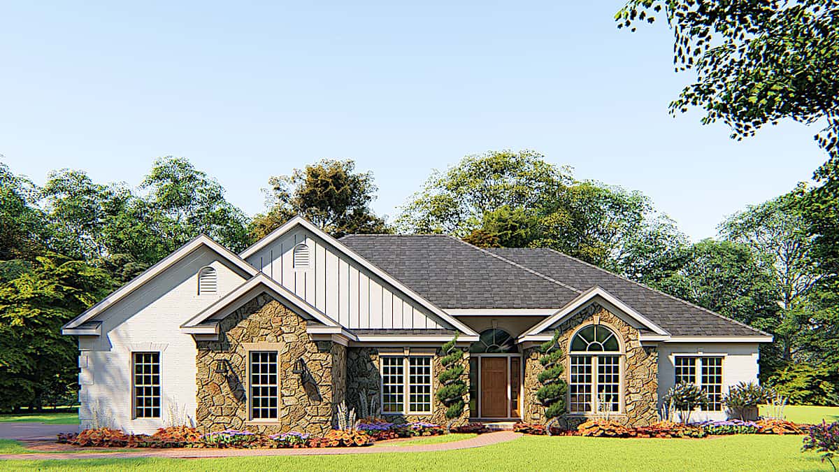 4-Bedroom, 1989 Sq Ft Ranch House - Plan #193-1158 - Front Exterior