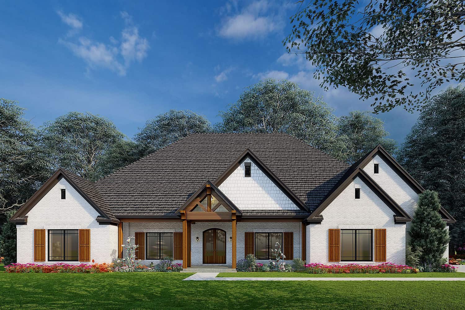 4-Bedroom, 3358 Sq Ft Country Home Plan - 193-1214 - Main Exterior
