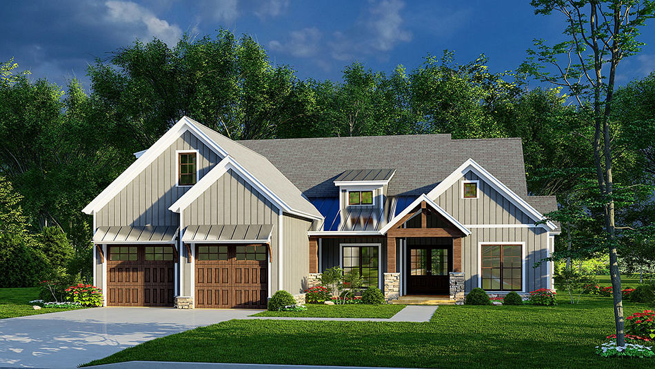 3-Bedroom, 1958 Sq Ft Cottage House Plan - 193-1242 - Front Exterior