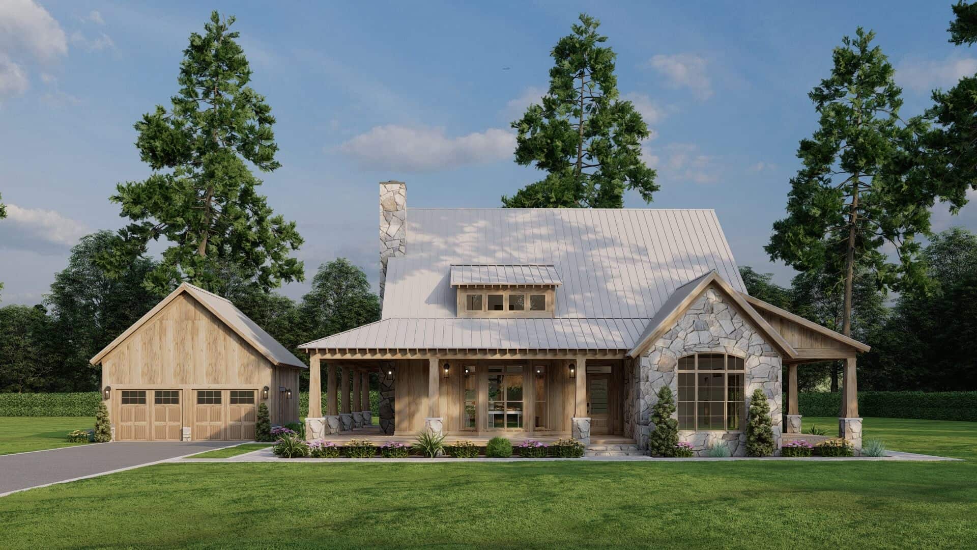 3-Bedroom, 2349 Sq Ft Rustic Home Plan - 193-1309 - Main Exterior