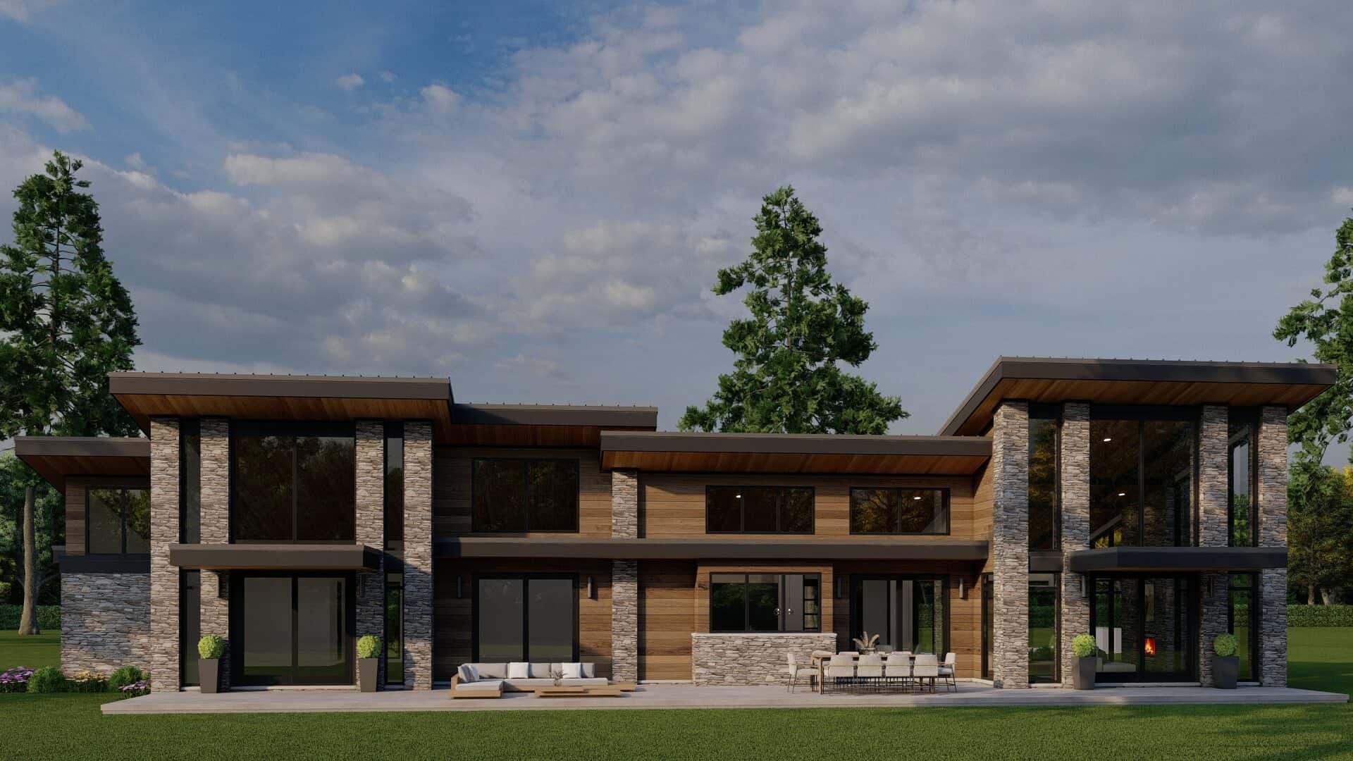 Modern Home Plan - 3 Bedrms, 3.5 Baths - 2849 Sq Ft - #193-1373