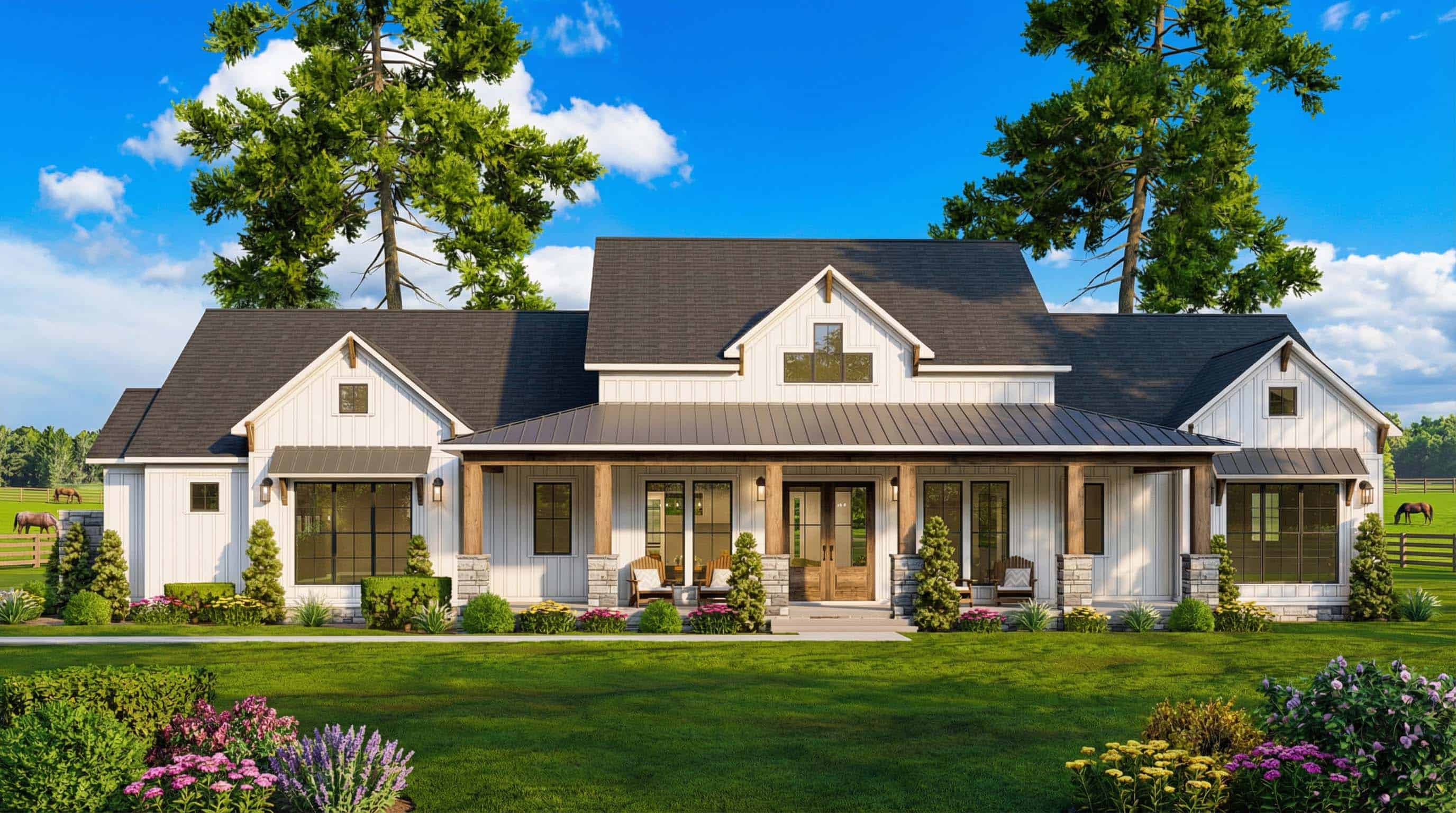 Farmhouse Floor Plan - 3 Bedrms, 3.5 Baths - 2579 Sq Ft - #193-1394