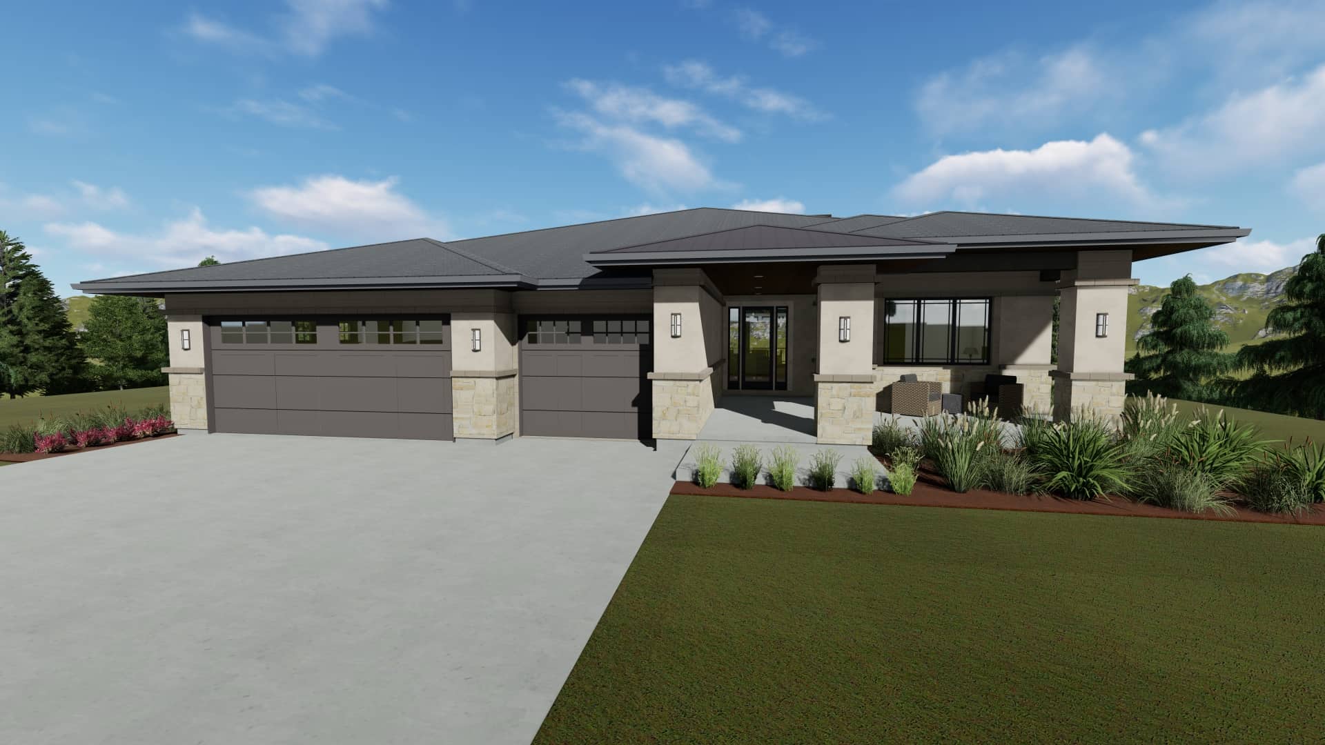 3–7-Bedroom, 2539 Sq Ft Prairie-Contemporary Home - Plan #194-1054 - Main Exterior