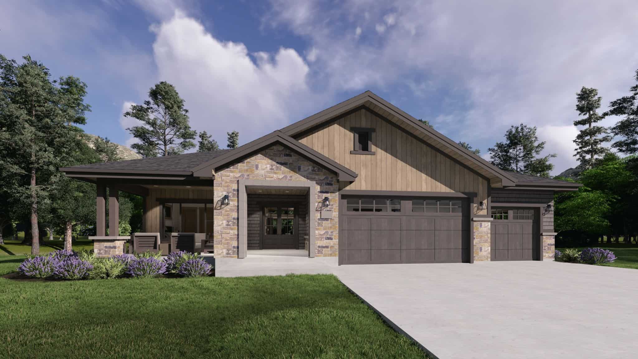 3-Bedroom, 2973 Sq Ft Ranch Home Plan - 194-1085 - Main Exterior