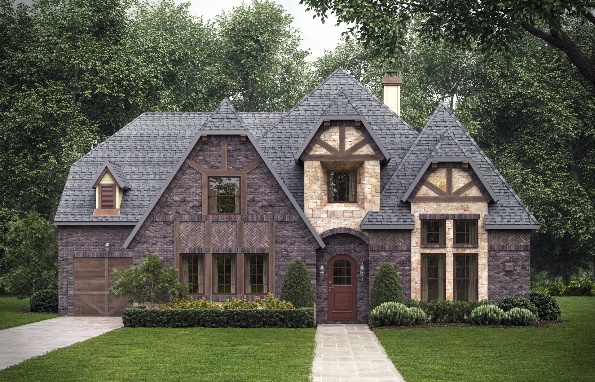 4-Bedroom, 4268 Sq Ft Tudor Home Plan - 195-1025 - Main Exterior