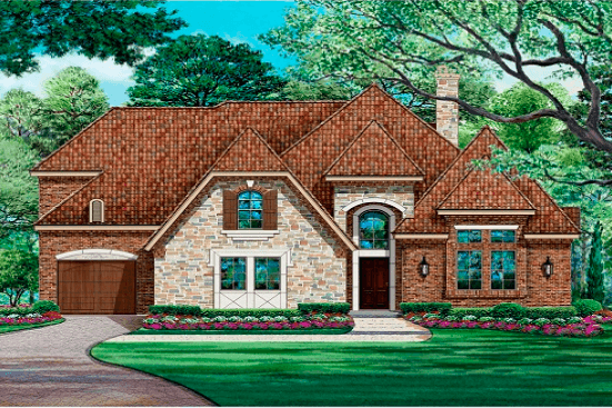 4-Bedroom, 4268 Sq Ft European House Plan - 195-1026 - Front Exterior