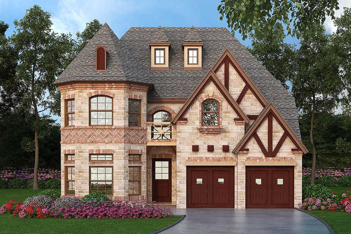 3-Bedroom, 3407 Sq Ft Tudor Home Plan - 195-1060 - Main Exterior