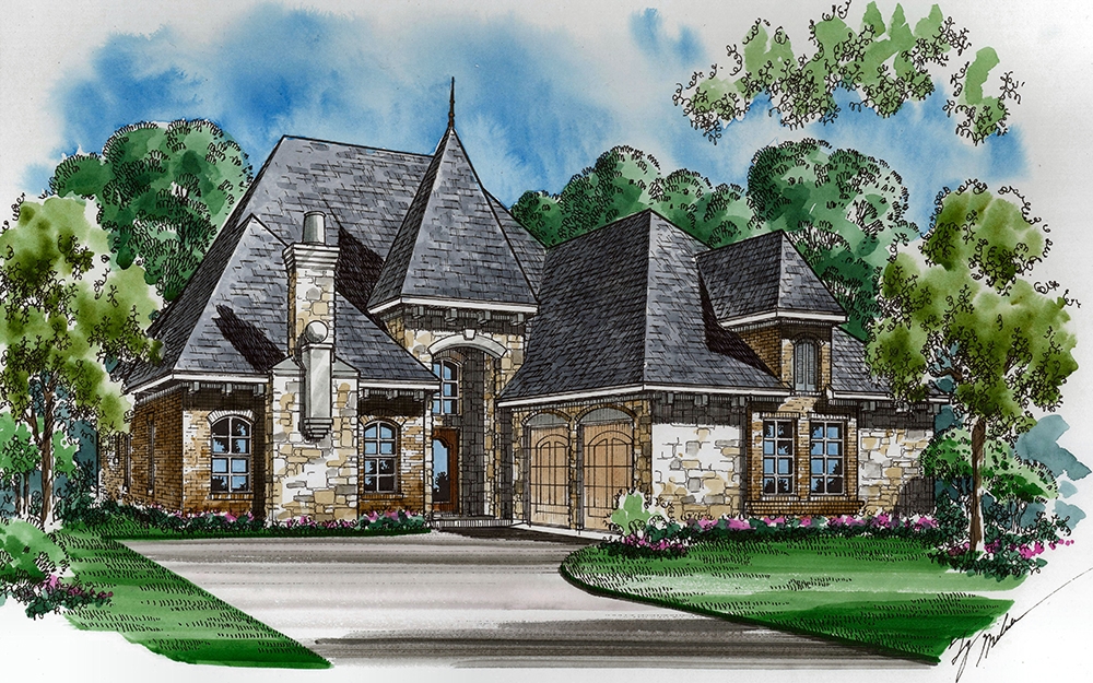 3-Bedroom, 3136 Sq Ft European Home Plan - 195-1064 - Main Exterior