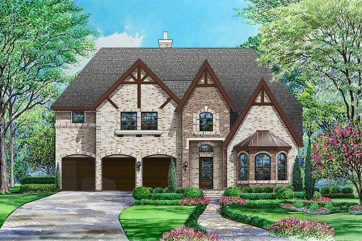 5-Bedroom, 4827 Sq Ft European Home Plan - 195-1083 - Main Exterior