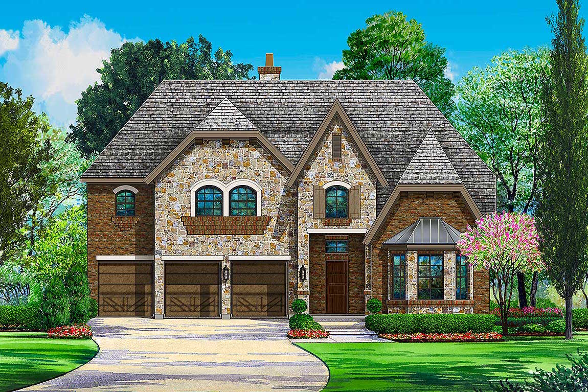 5-Bedroom, 4827 Sq Ft European House Plan - 195-1100 - Front Exterior