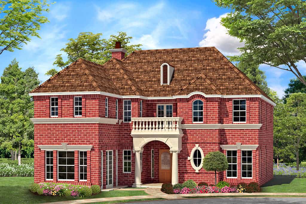 4-Bedroom, 3254 Sq Ft Georgian House Plan - 195-1109 - Front Exterior