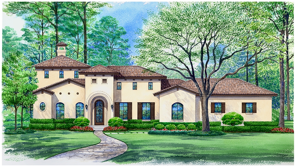 3-Bedroom, 3935 Sq Ft Mediterranean Home Plan - 195-1133 - Main Exterior