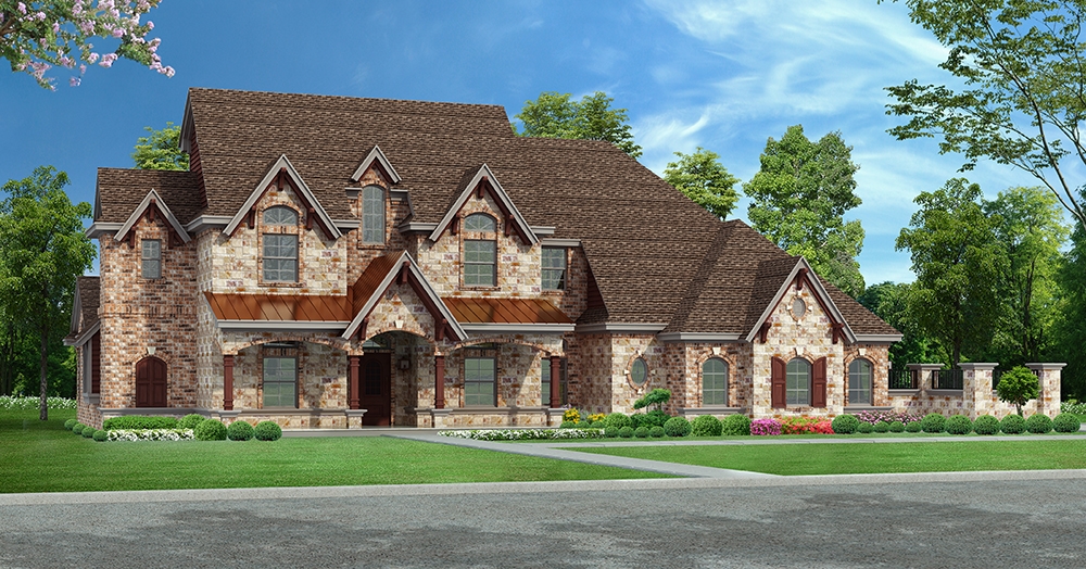 5-Bedroom, 5319 Sq Ft Tudor House Plan - 195-1144 - Front Exterior