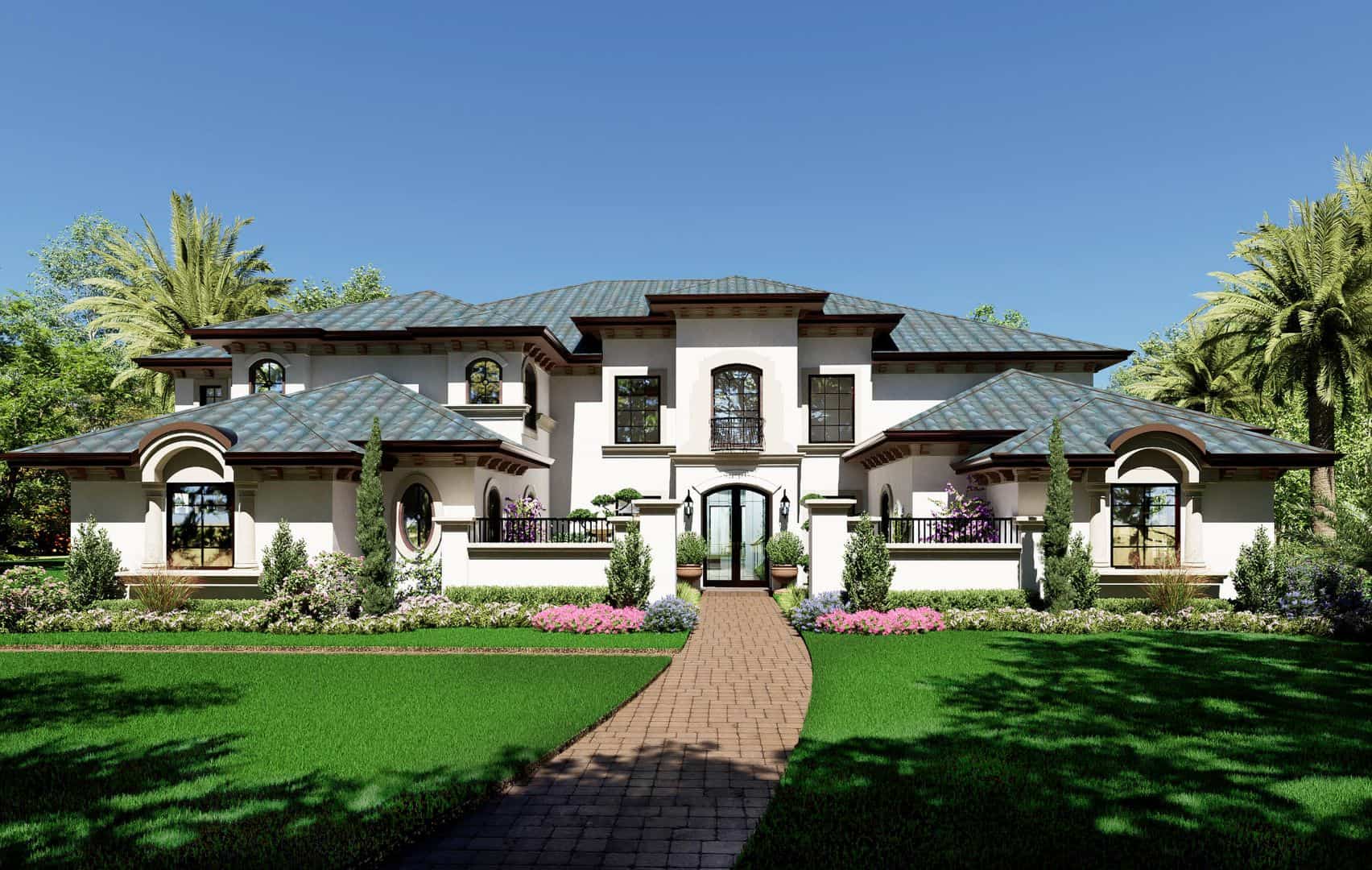 5-Bedroom, 6612 Sq Ft Mediterranean House - Plan #195-1166 - Front Exterior