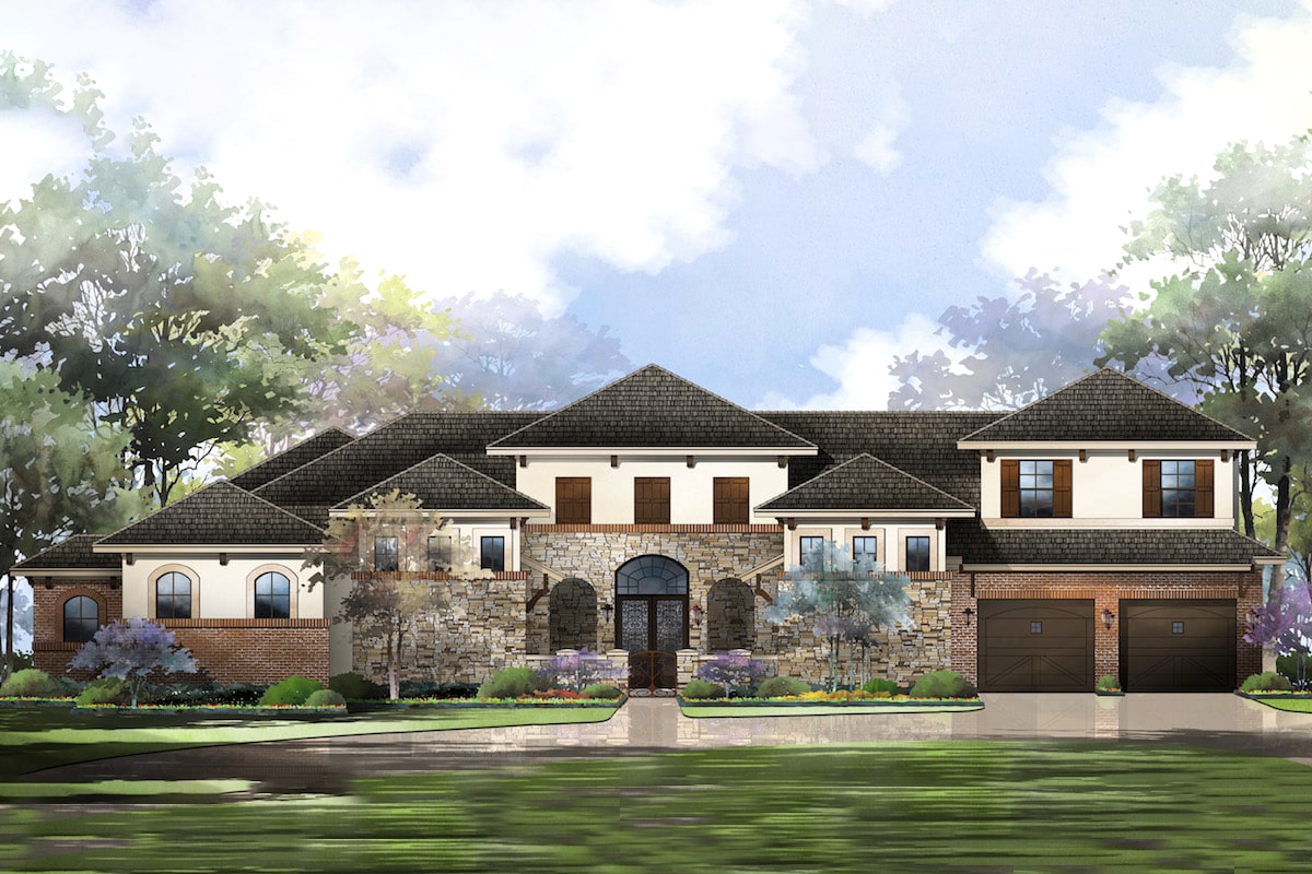 3-Bedroom, 3084 Sq Ft Mediterranean House - Plan #195-1213 - Front Exterior