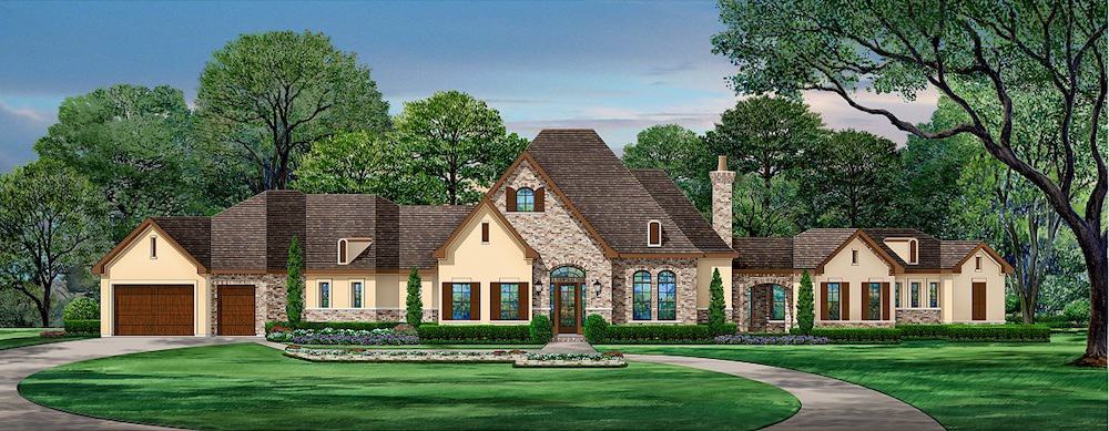3-Bedroom, 3715 Sq Ft European House - Plan #195-1253 - Front Exterior