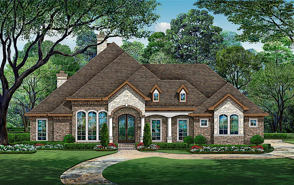 4-Bedroom, 4547 Sq Ft European House - Plan #195-1270 - Front Exterior