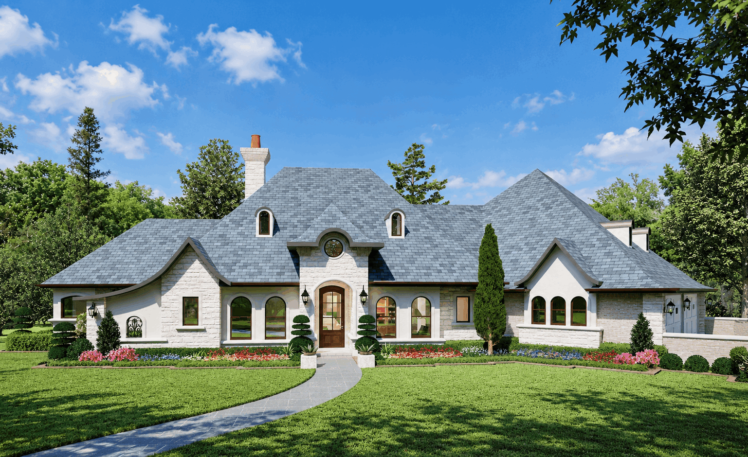 4-Bedroom, 3040 Sq Ft French House Plan - 195-1357 - Front Exterior