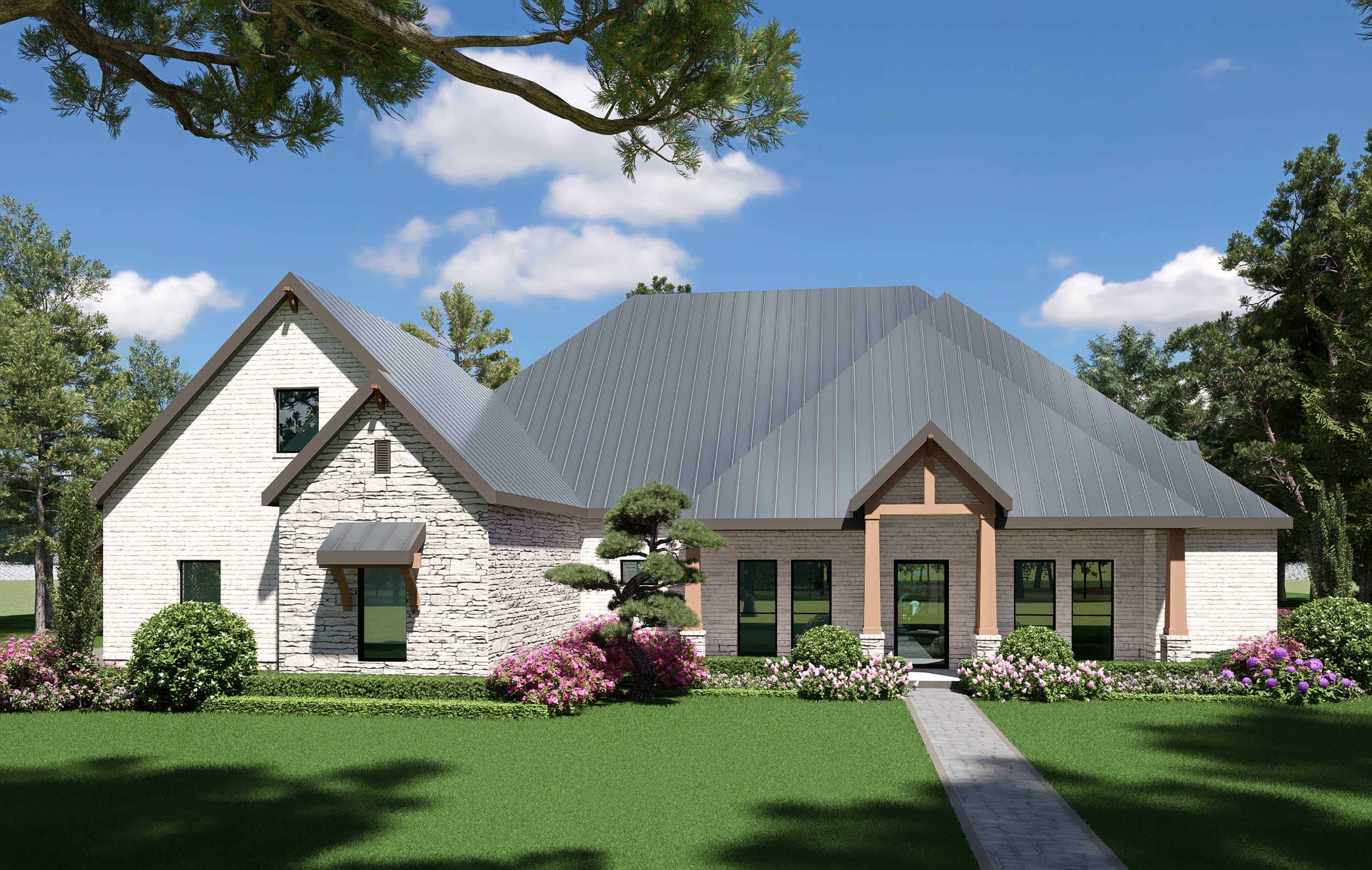 4-Bedroom, 4166 Sq Ft Country House Plan - 195-1364 - Front Exterior