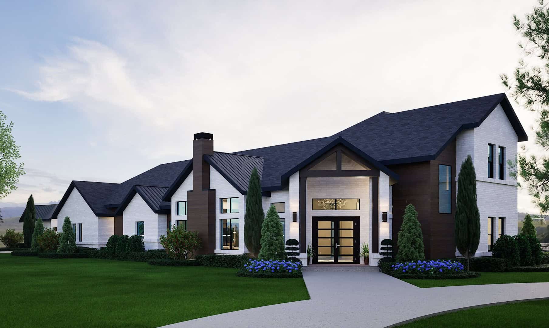 4-Bedroom, 4663 Sq Ft Contemporary Home Plan - 195-1372 - Main Exterior