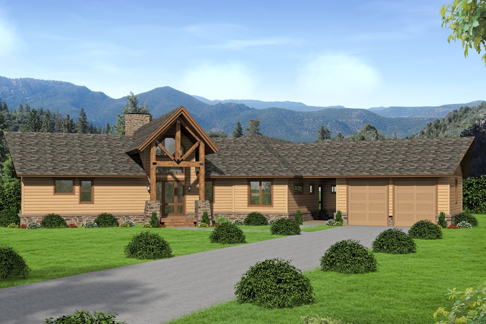 3-Bedroom, 2943 Sq Ft Ranch Home Plan - 196-1042 - Main Exterior