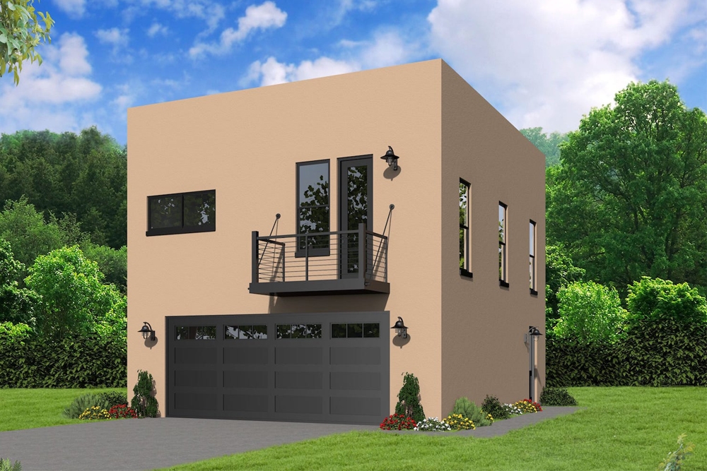 2-Bedroom, 817 Sq Ft Modern Home Plan - 196-1066 - Main Exterior