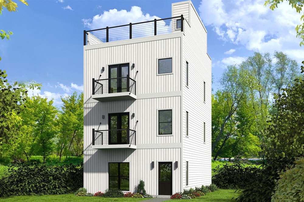 2-Bedroom, 1457 Sq Ft Modern Home Plan - 196-1082 - Main Exterior