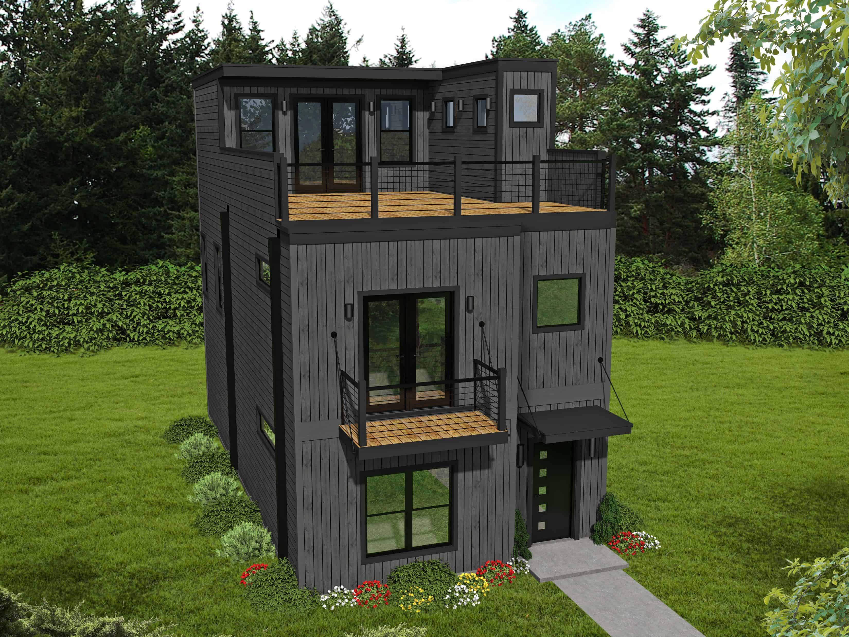 2-Bedroom, 1834 Sq Ft Modern Home Plan - 196-1113 - Main Exterior