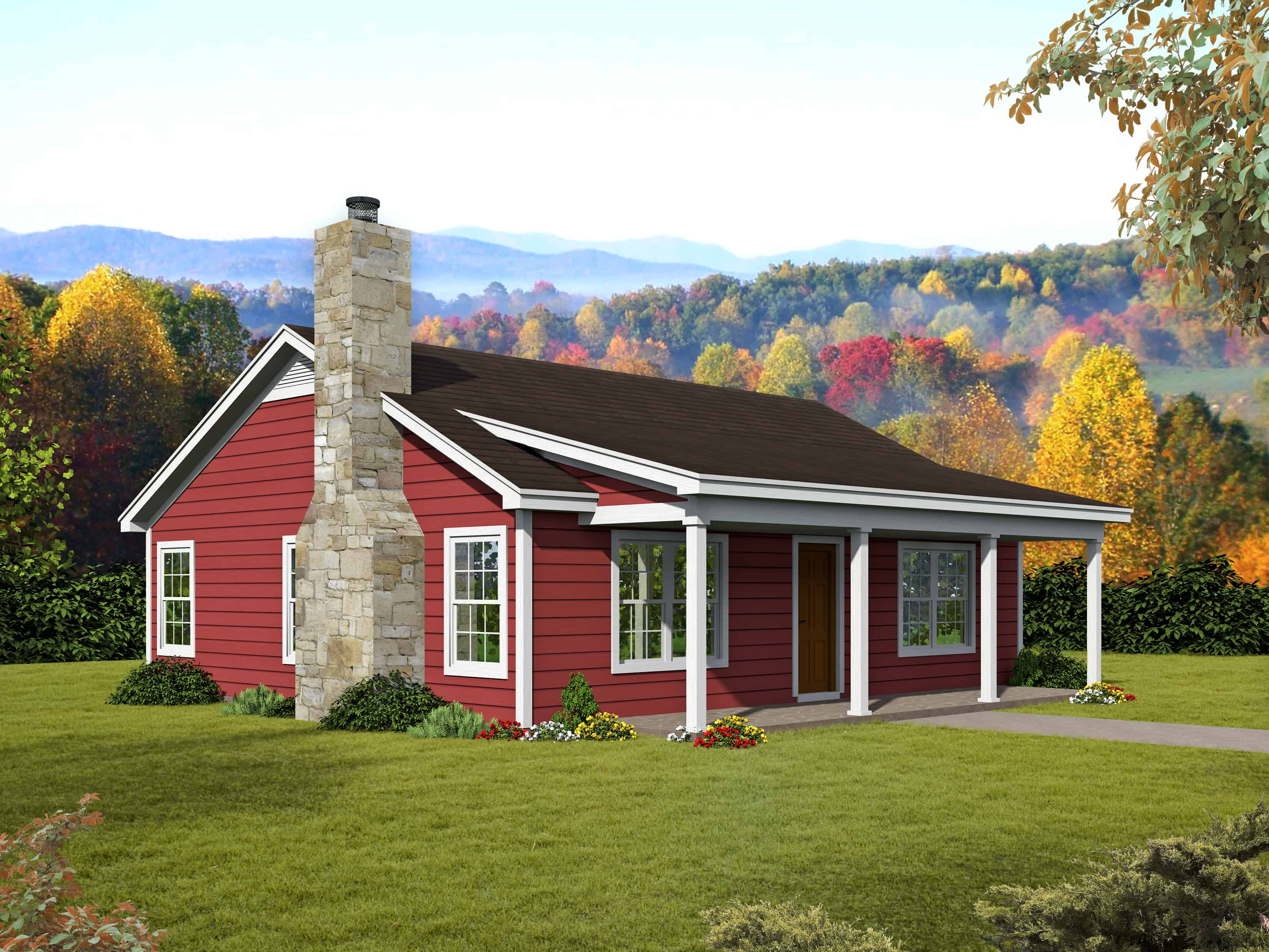2-Bedroom, 1000 Sq Ft Ranch Home Plan - 196-1116 - Main Exterior