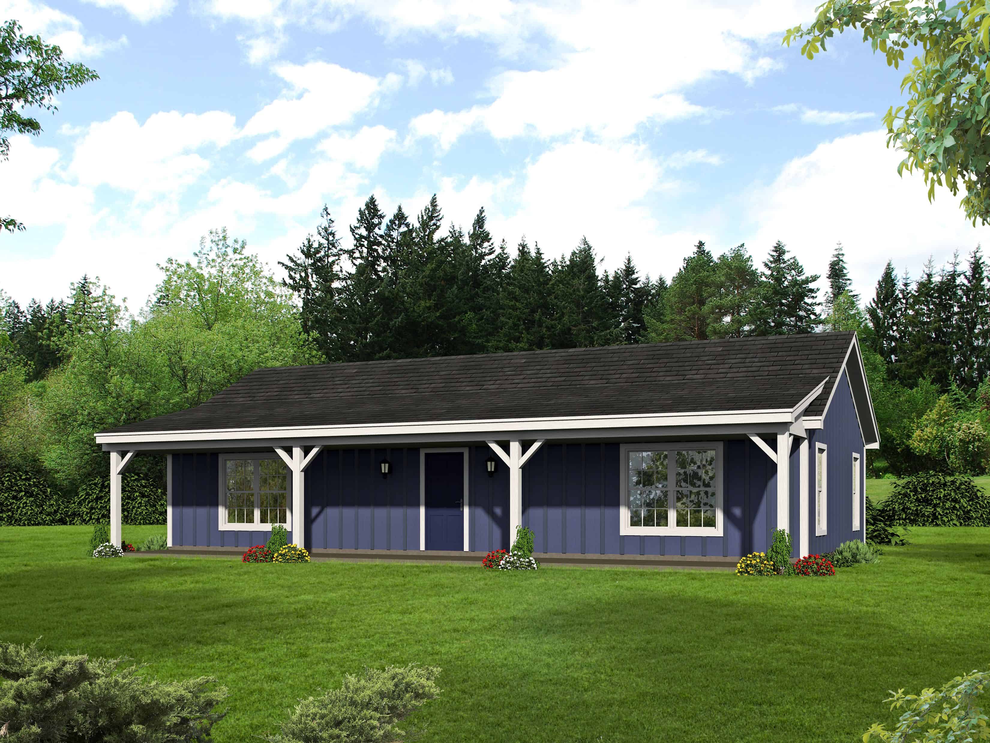 2-Bedroom, 1185 Sq Ft Ranch House Plan - 196-1121 - Front Exterior