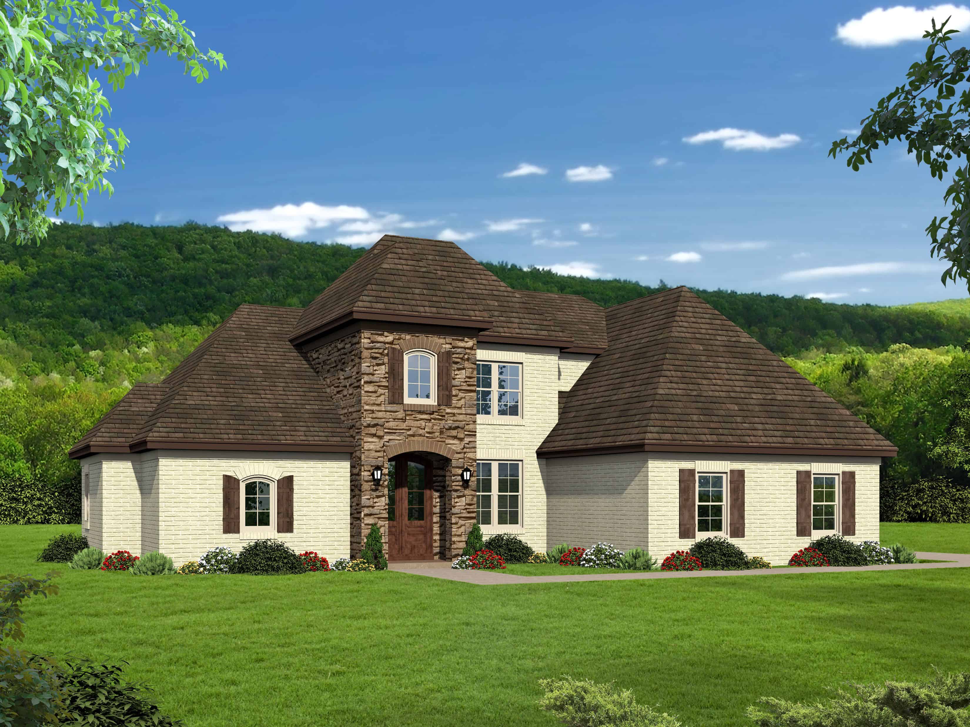 4-Bedroom, 3387 Sq Ft European House Plan - 196-1151 - Front Exterior