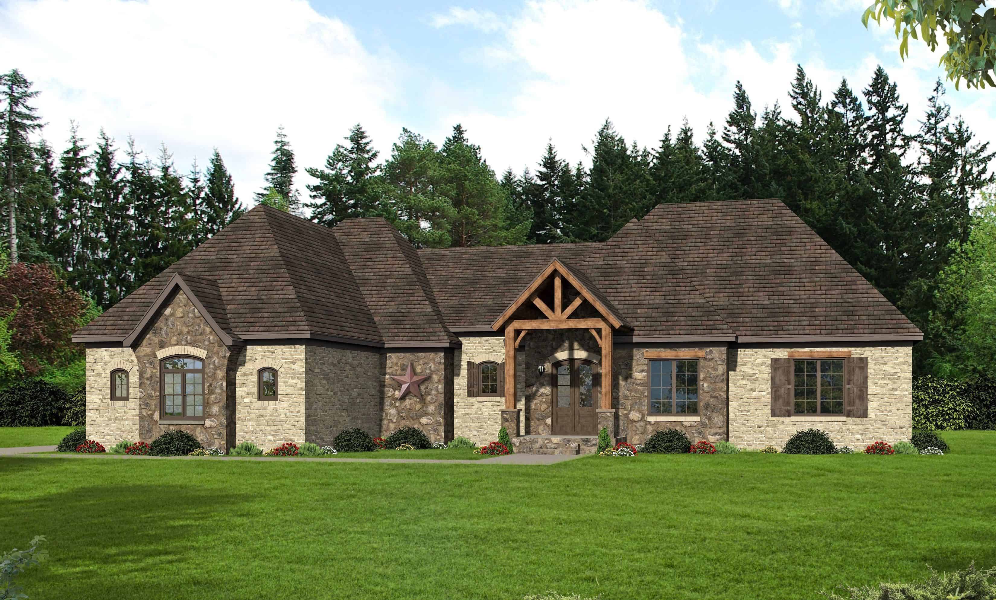 3-Bedroom, 3217 Sq Ft European Home Plan - 196-1160 - Main Exterior
