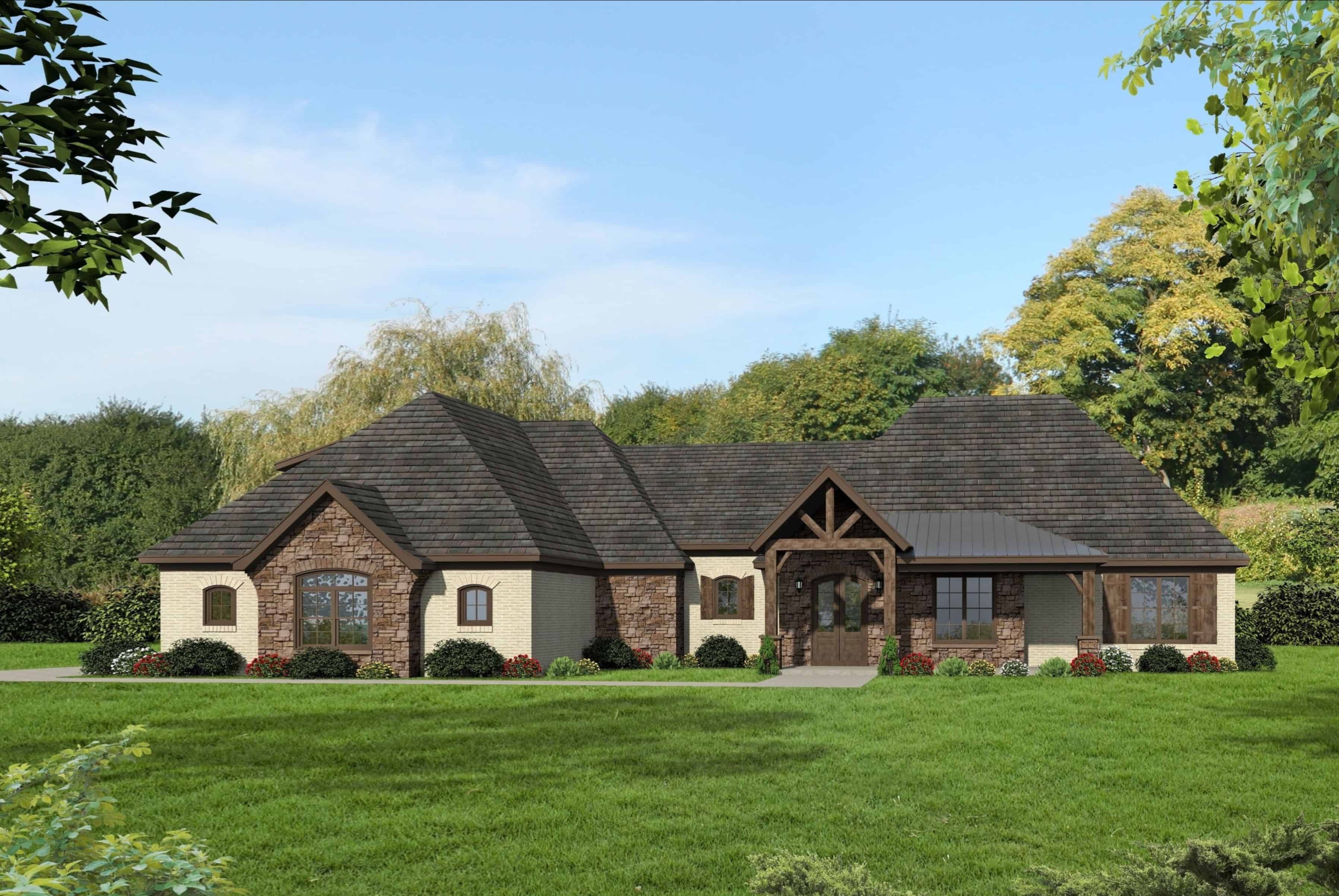 3-Bedroom, 2819 Sq Ft European Home Plan - 196-1166 - Main Exterior