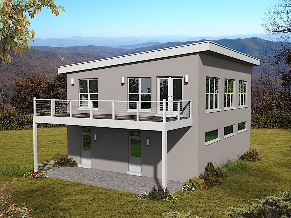 1-Bedroom, 1220 Sq Ft Modern Home Plan - 196-1173 - Main Exterior