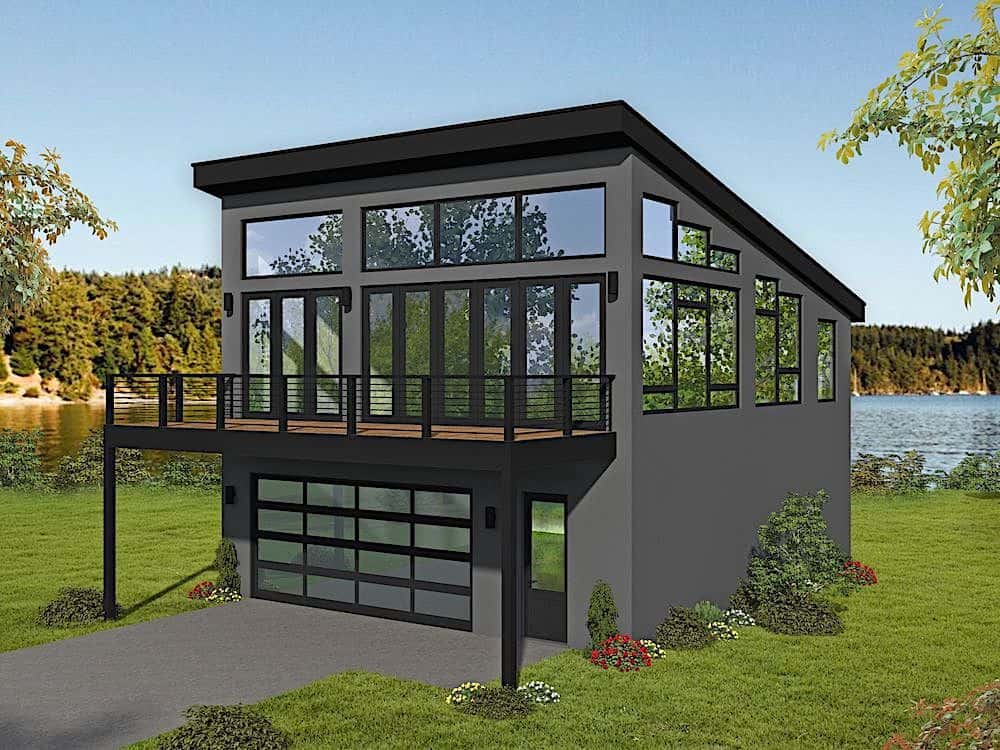 1-Bedroom, 1309 Sq Ft Garage w/ Apartment House Plan - 196-1174 - Front Exterior