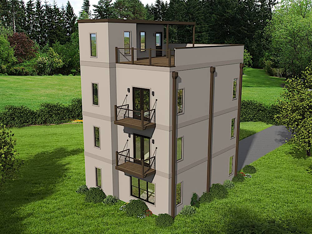 2-Bedroom, 1588 Sq Ft Modern Home Plan - 196-1177 - Main Exterior