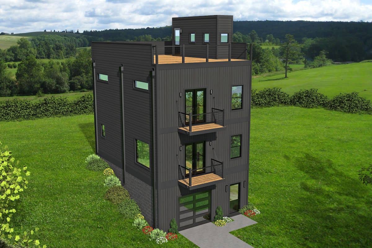 2-Bedroom, 1465 Sq Ft Modern House Plan - 196-1215 - Front Exterior