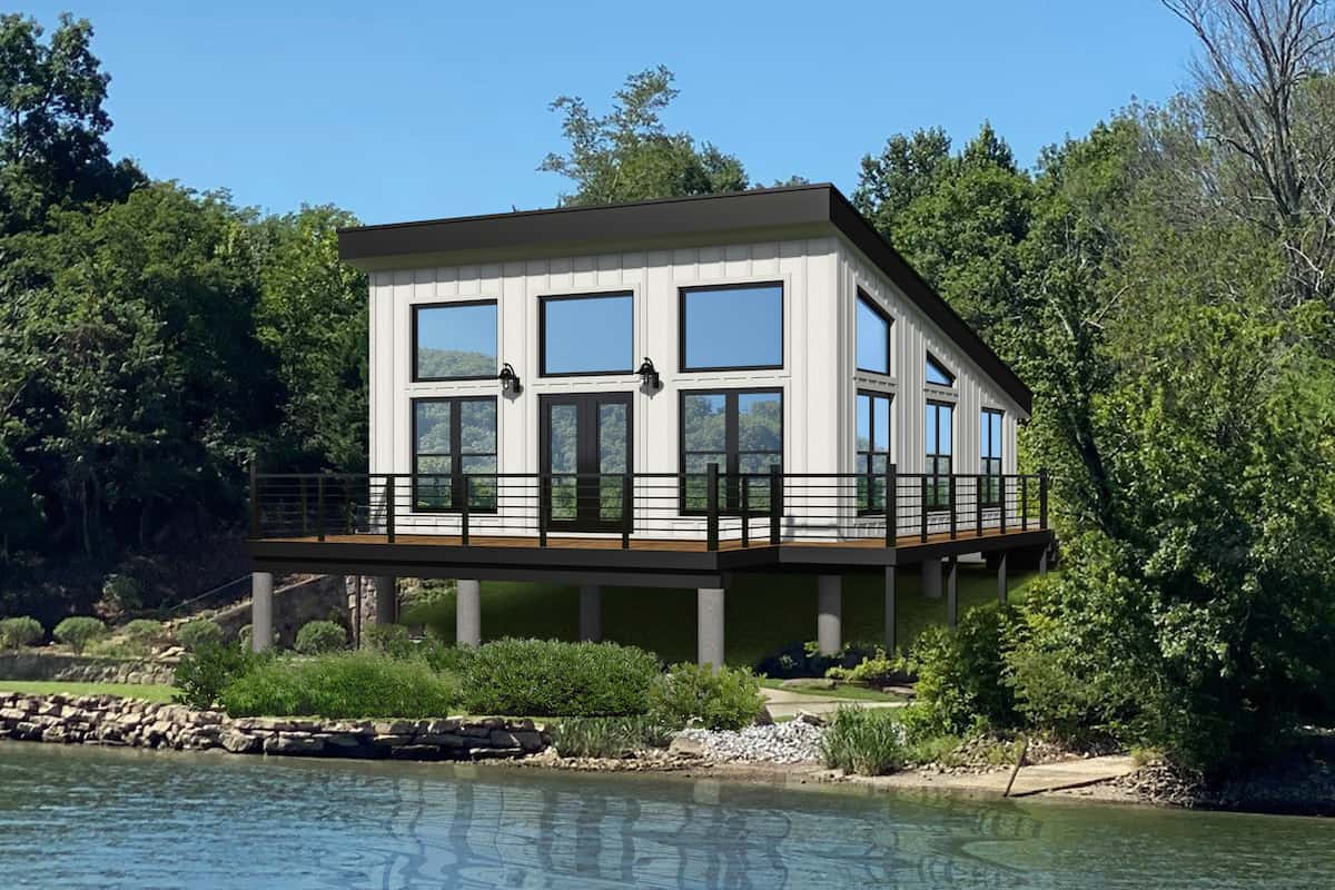 1-Bedroom, 750 Sq Ft Contemporary House Plan - 196-1219 - Front Exterior