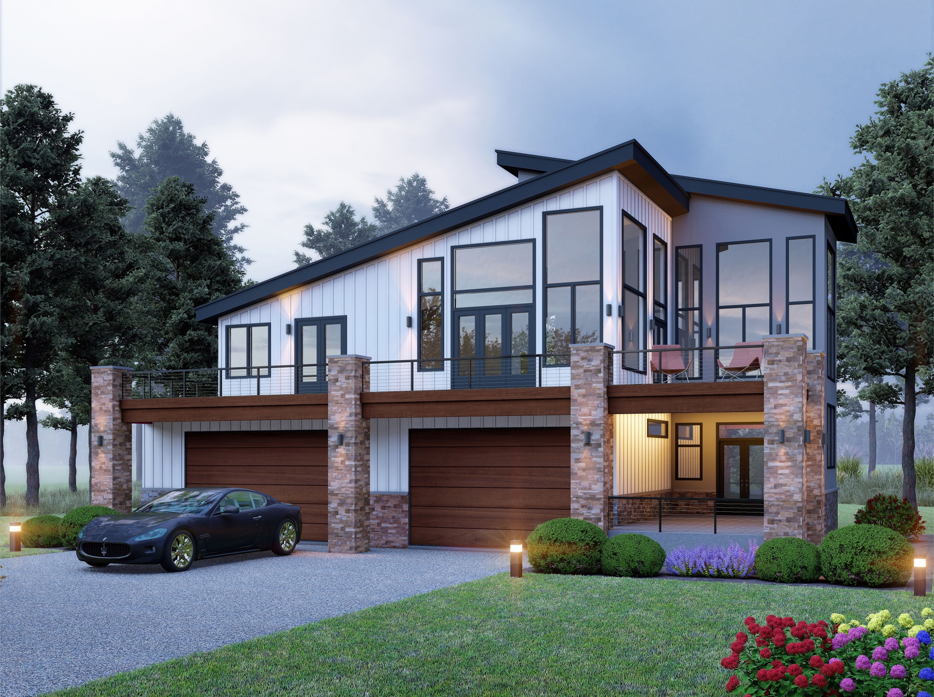 3-Bedroom, 2476 Sq Ft Contemporary Modern Home Plan - 196-1845 - Main Exterior