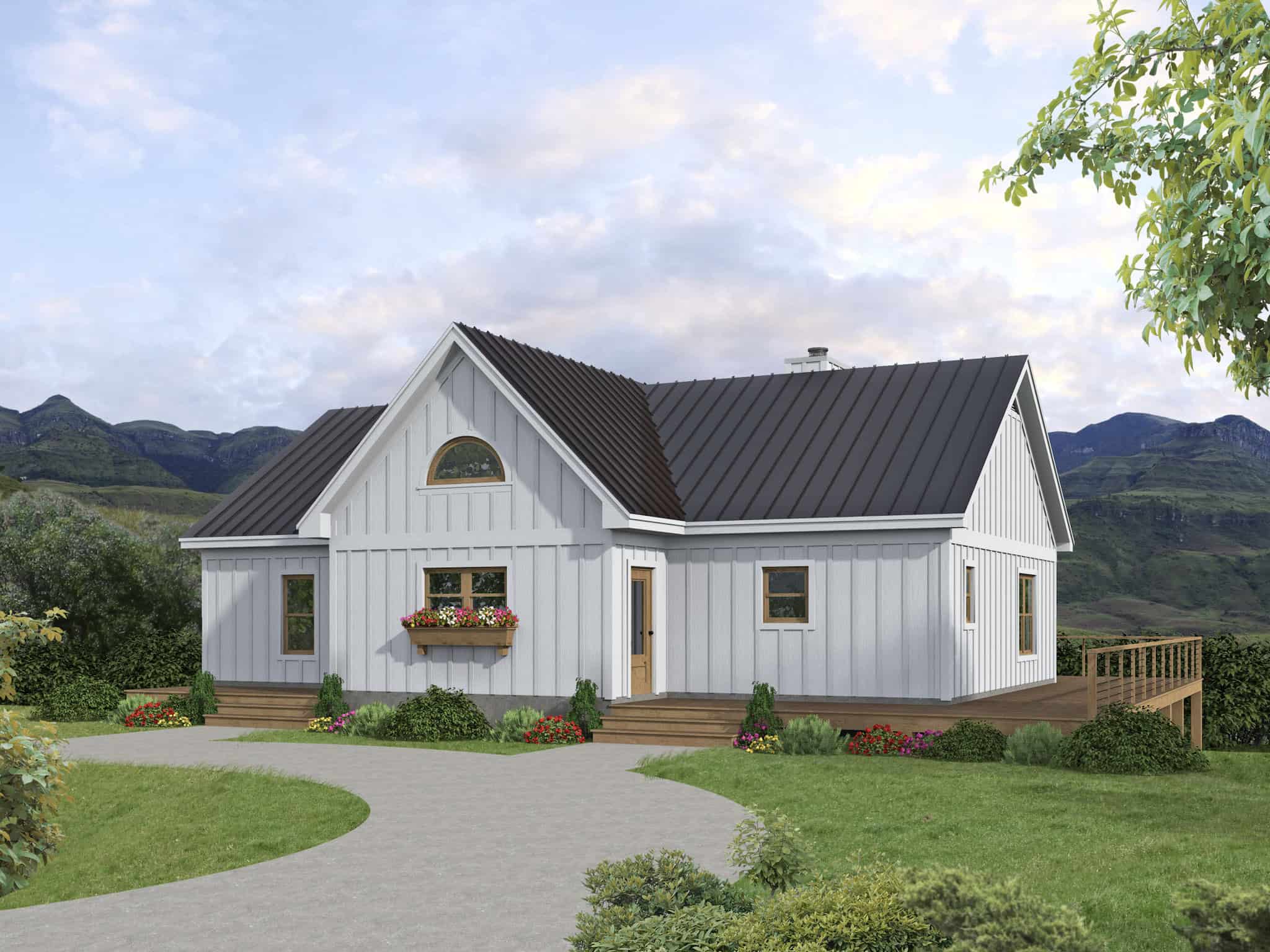 3-Bedroom, 1521 Sq Ft Modern Farmhouse House Plan - 196-1853 - Front Exterior