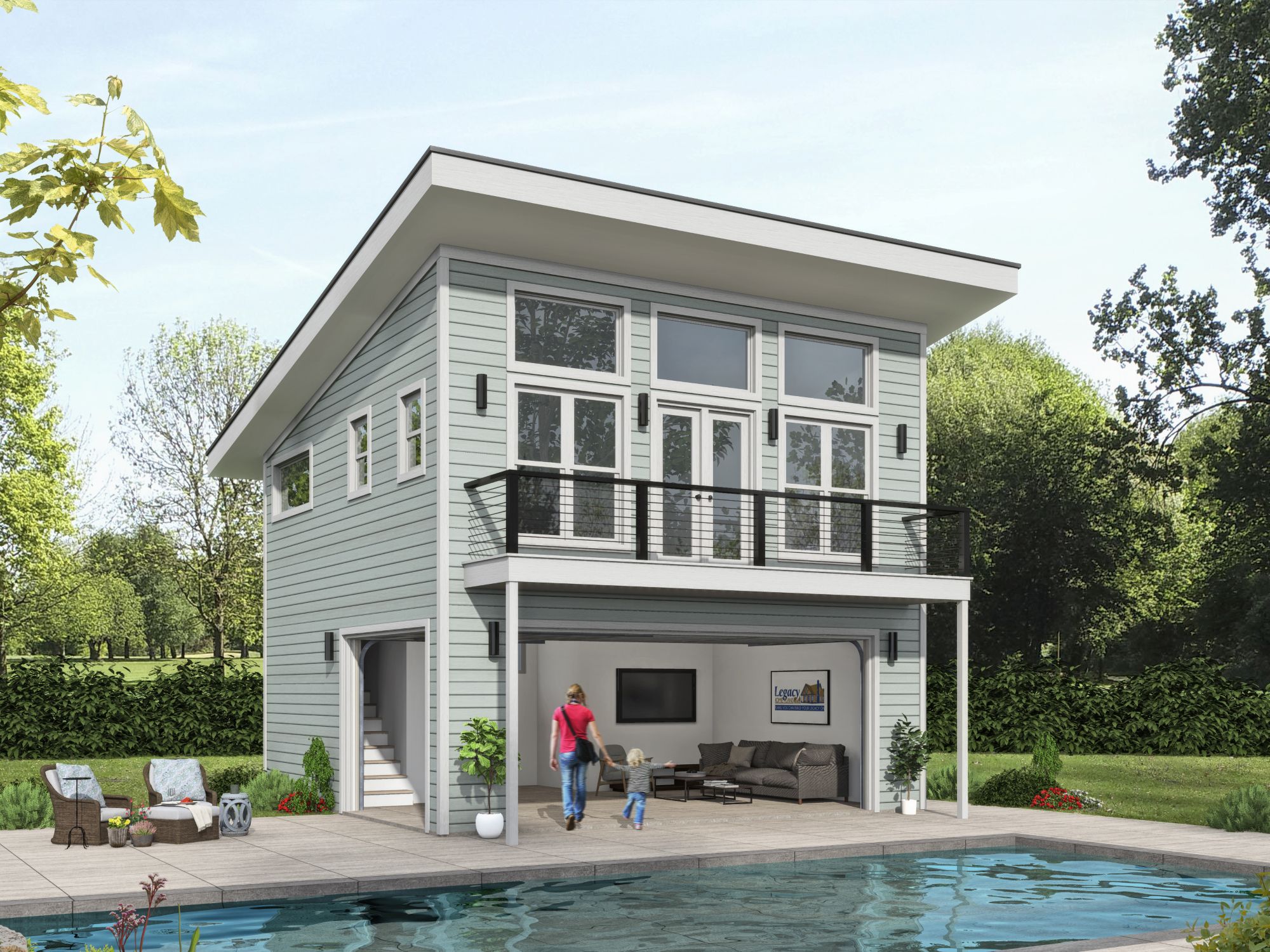 0-Bedroom, 1152 Sq Ft Contemporary House Plan - 196-1863 - Front Exterior