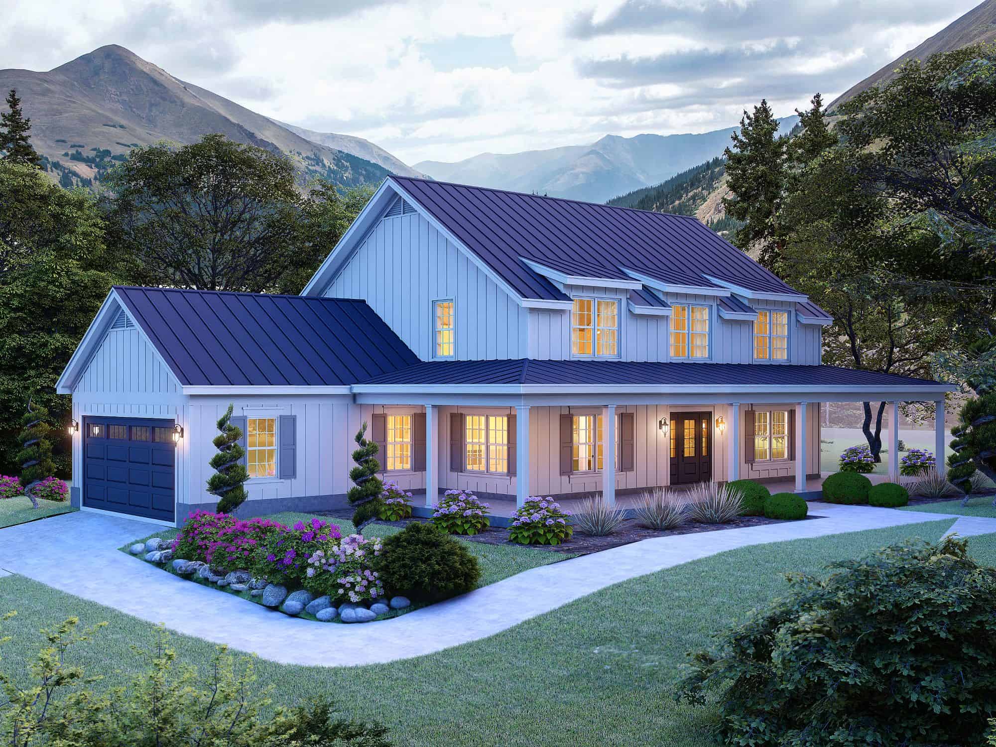 Colonial Home Plan - 3 Bedrms, 3.5 Baths - 2400 Sq Ft - #196-1889