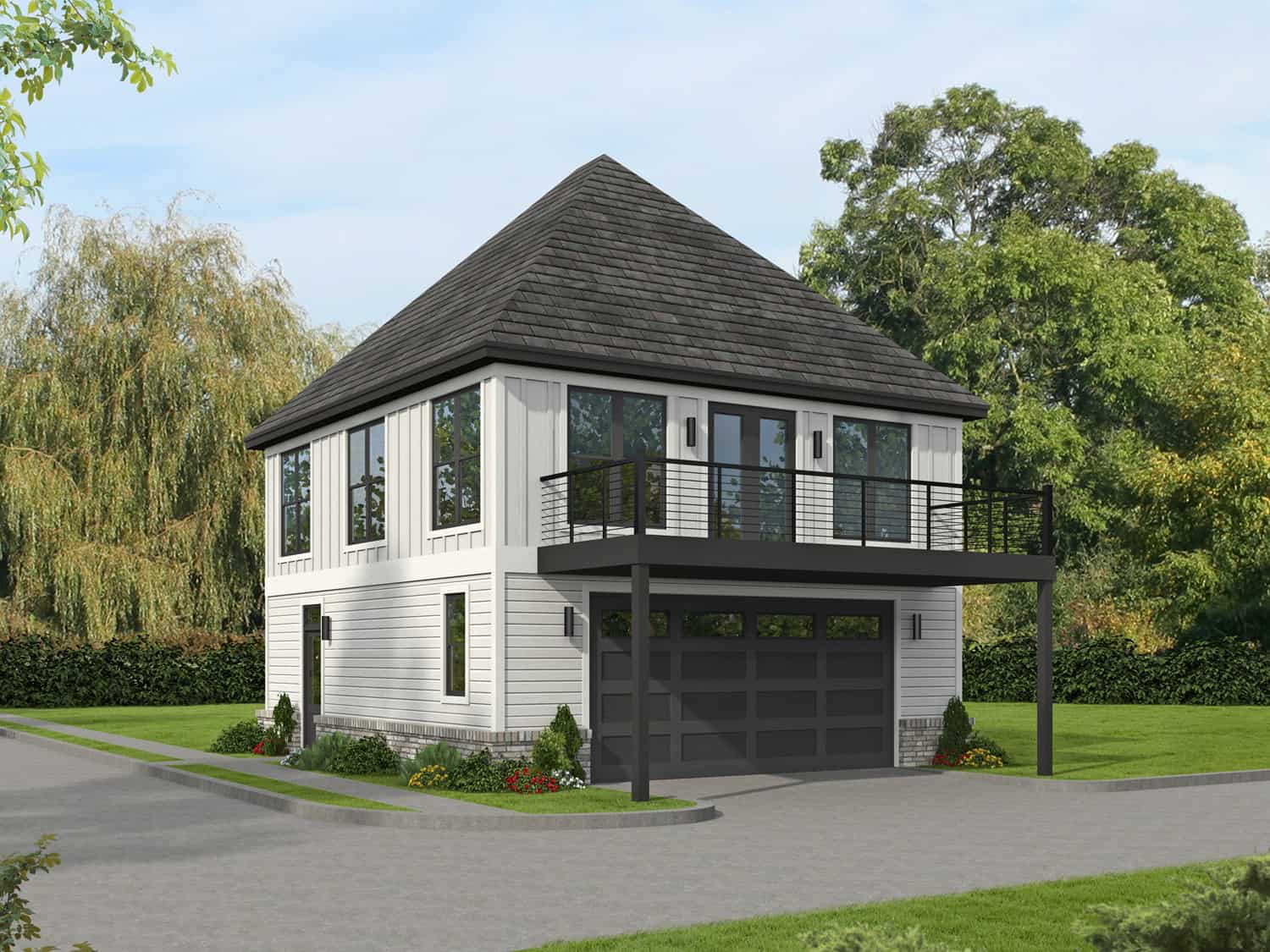 1-Bedroom, 831 Sq Ft Garage w/Apartments House Plan - 196-1910 - Front Exterior