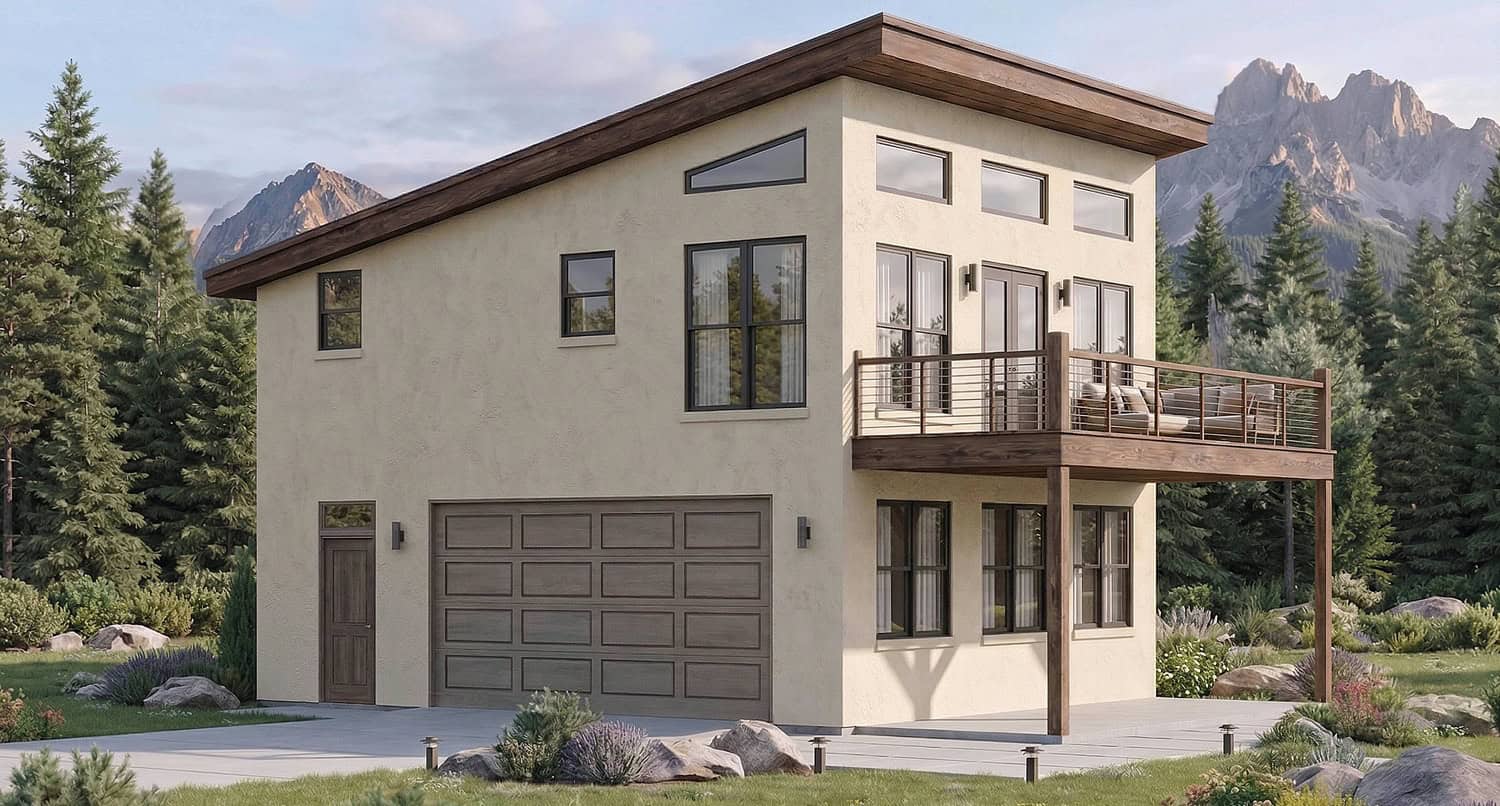 1-Bedroom, 834 Sq Ft Garage w/Apartments Home Plan - 196-1913 - Main Exterior