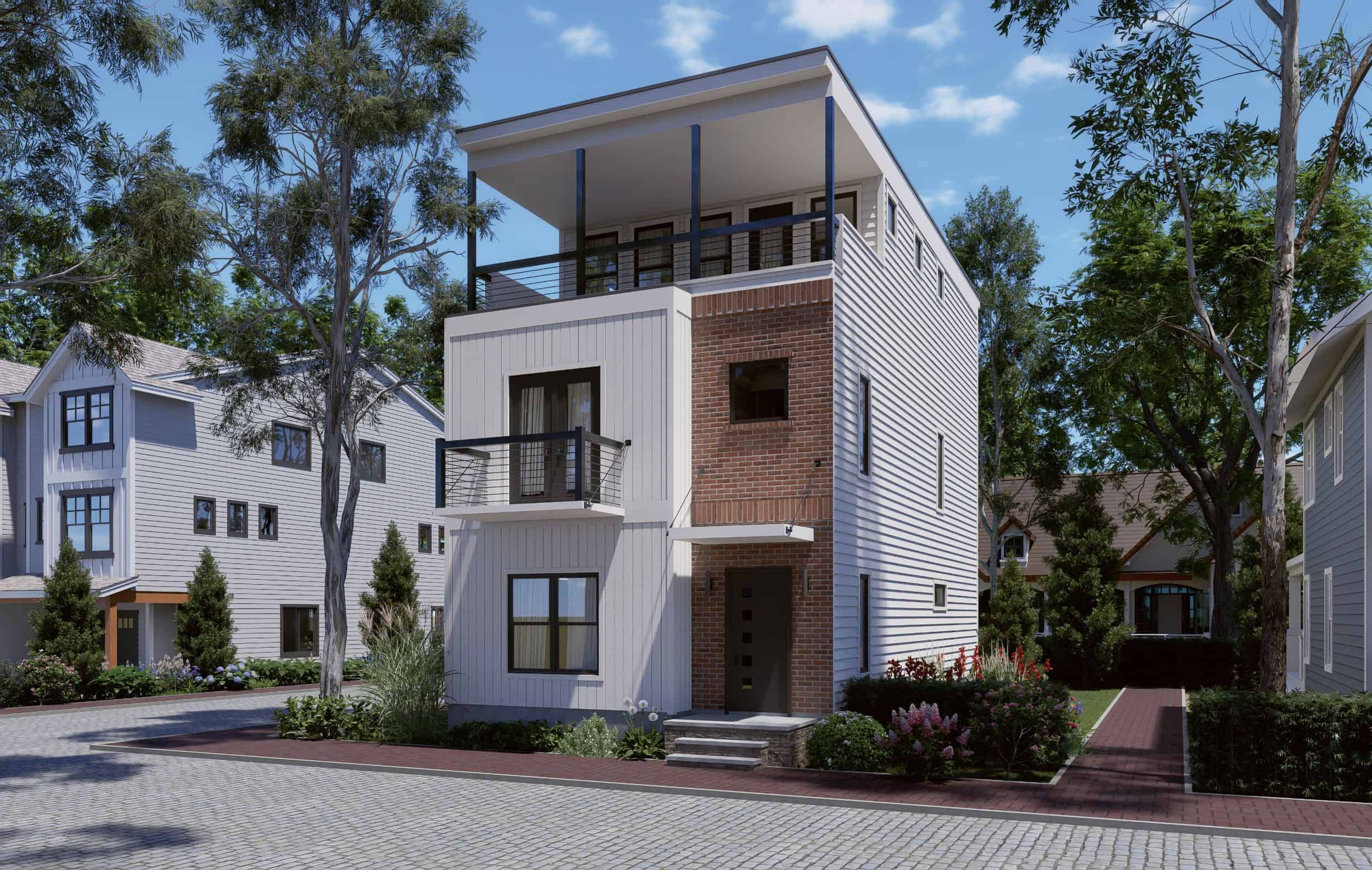 4-Bedroom, 2202 Sq Ft Contemporary Home Plan - 196-1927 - Main Exterior