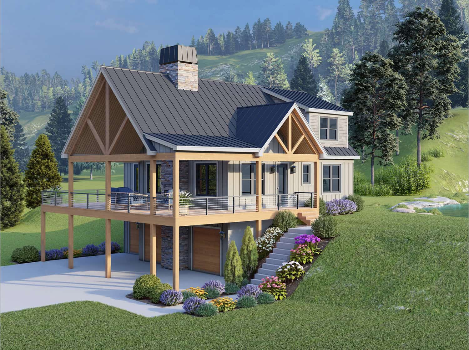 3-Bedroom, 2081 Sq Ft Lake House Plan - 196-1942 - Front Exterior